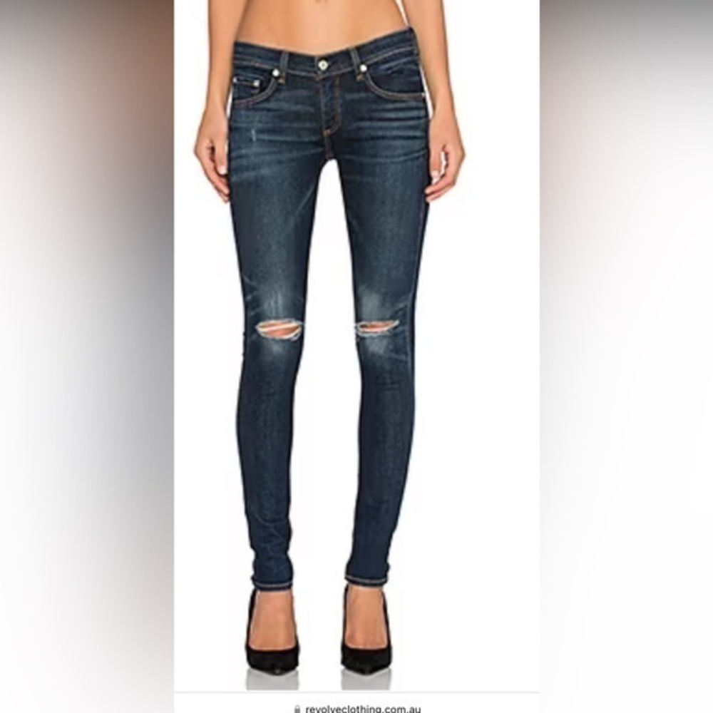 Dark Blue Distressed Skinny Jeans - Womens